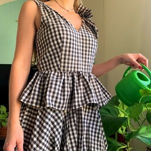 Checkered Puff Dress